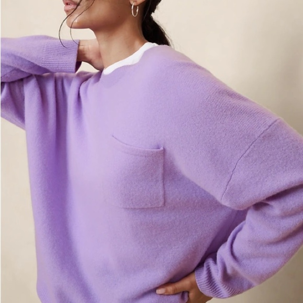Banana Republic Caro Oversized Lightweight Cashmere Sweater, purple, M